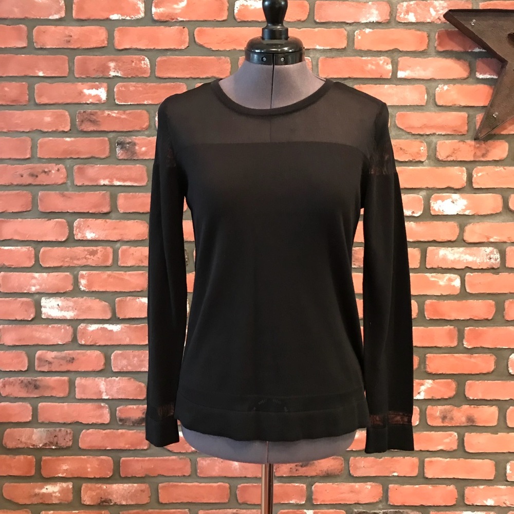 NWT Vince Camuto black mesh/light knit sweater